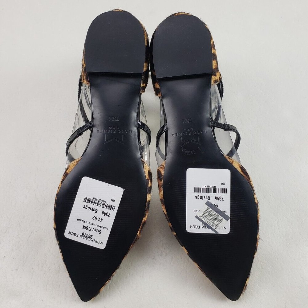 Marc Fisher Scoutly Cage Calf Hair Flats Womens 7.5 Leopard Print Pointed Toe - Picture 10 of 12